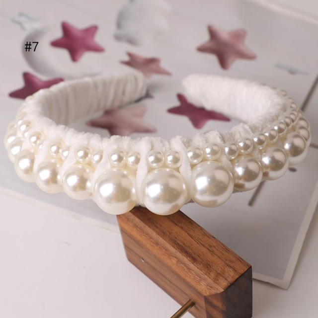 Elegant braid pearl bead easy match padded headband