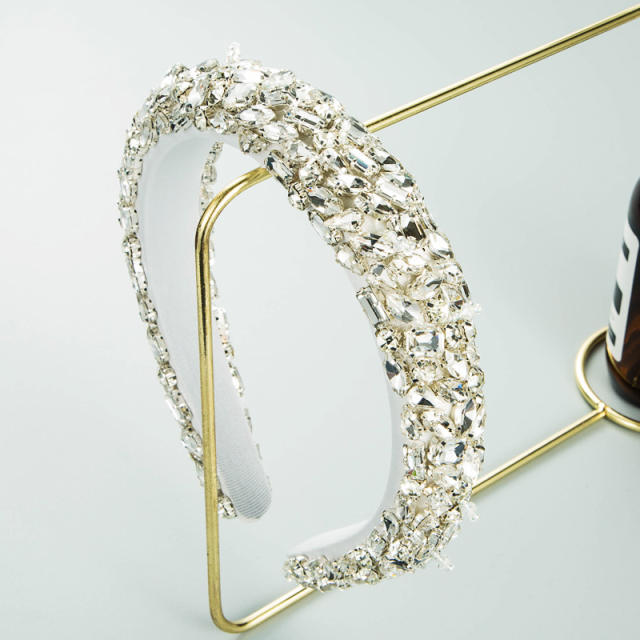 Baroque glass crystal stone setting padded headband