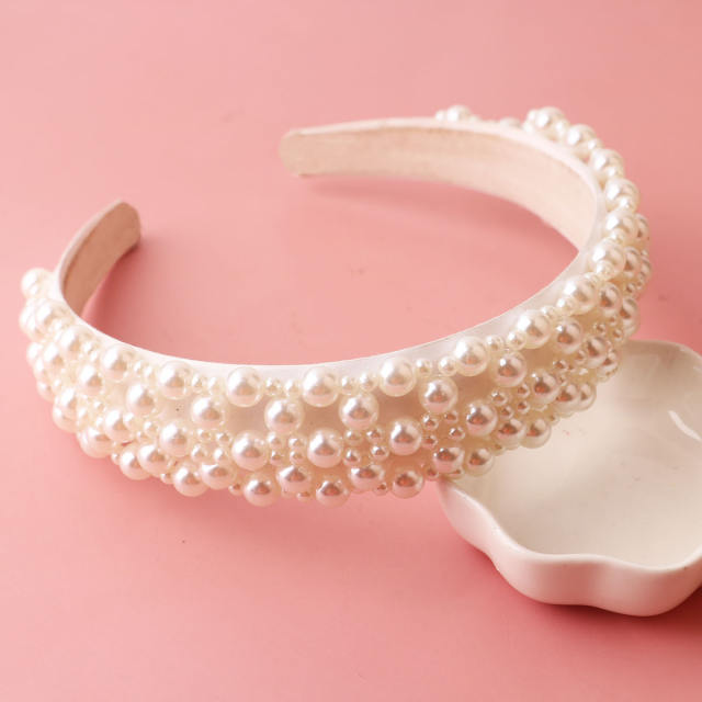 Handmade baroque pearl bead wide headband