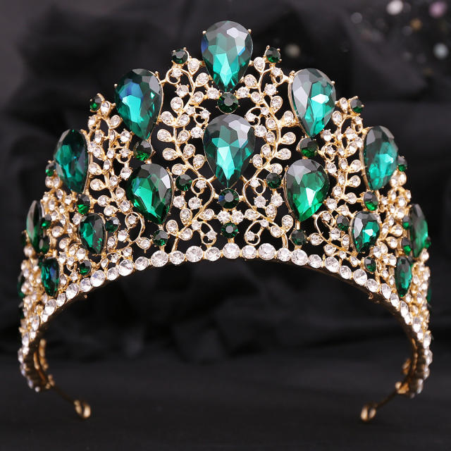 Luxury baroque color glass crystal large size crown