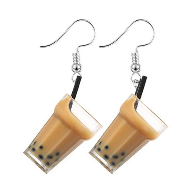 Cute milk tea fruit food design girls earrings set