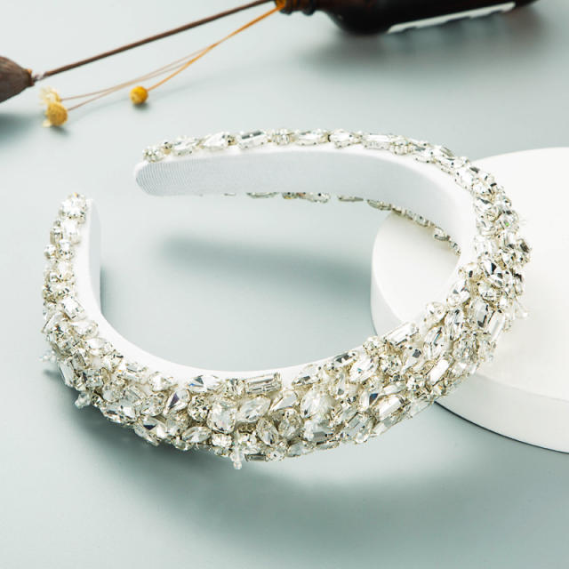 Baroque glass crystal stone setting padded headband
