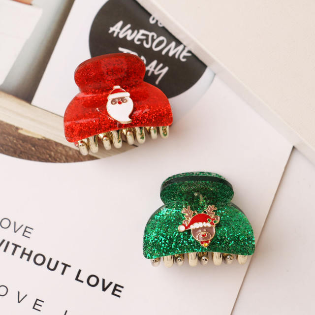 Cute small size christmas holiday hair claw clips