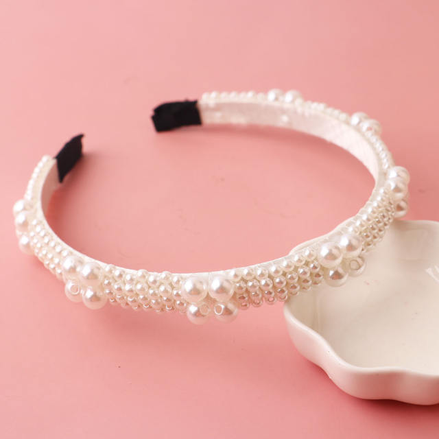 Handmade baroque pearl bead wide headband