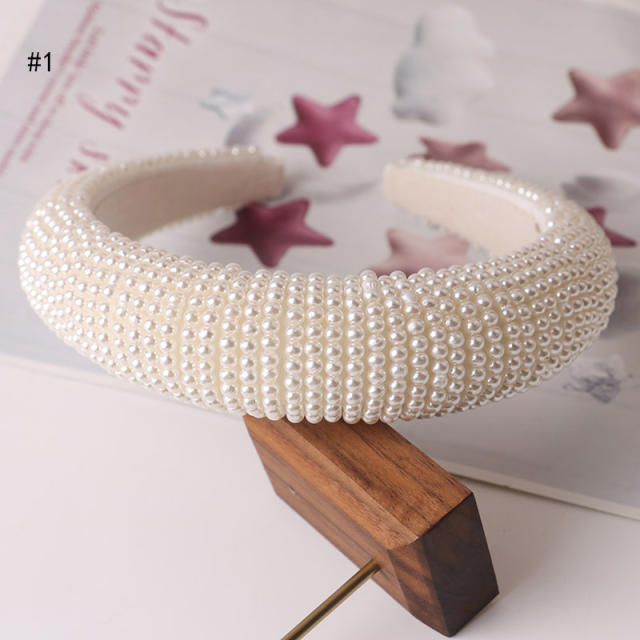 Elegant braid pearl bead easy match padded headband