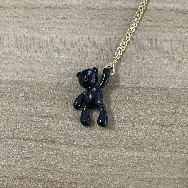 Summer dopamine color enamel cute bear pendant necklace