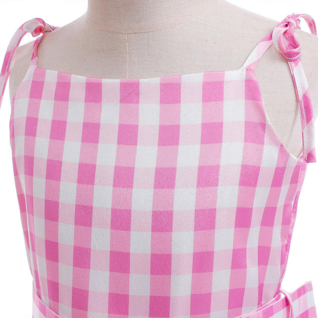 cosplay sweet pink plaid dress for kids