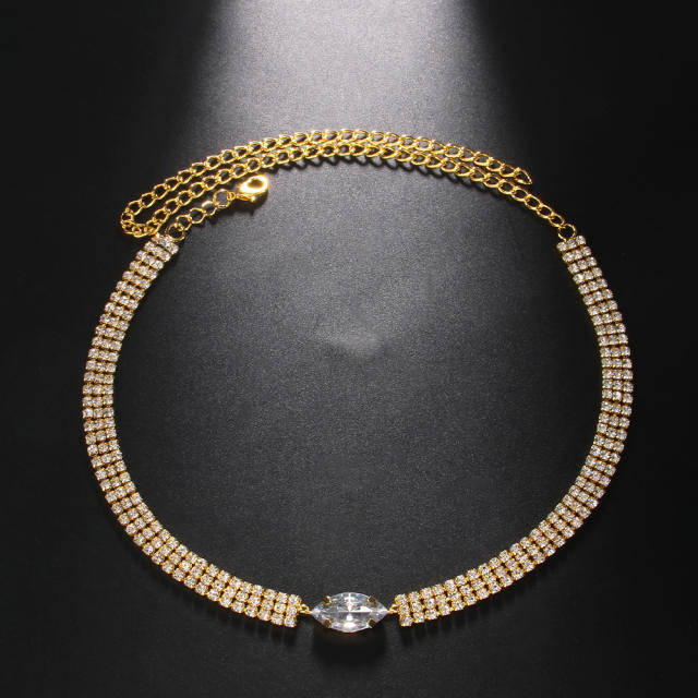 Personality super shiny diamond choker necklace