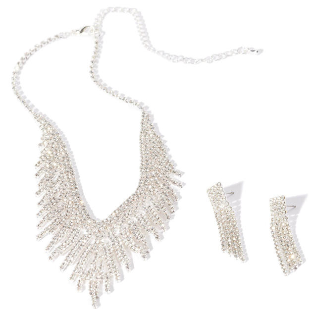 Delicate diamond tassel necklace set