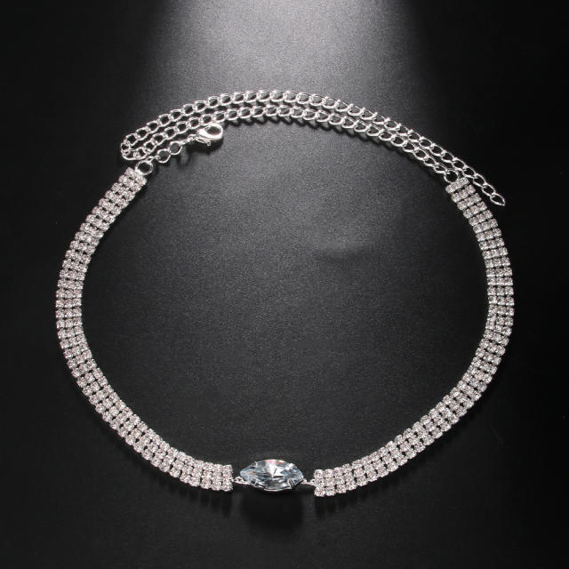 Personality super shiny diamond choker necklace