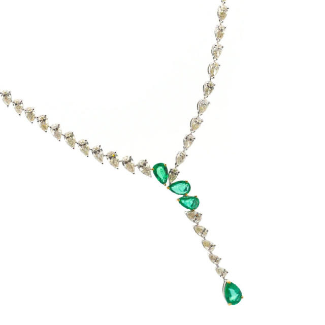 Summer emerald cubic zircon lariats necklace