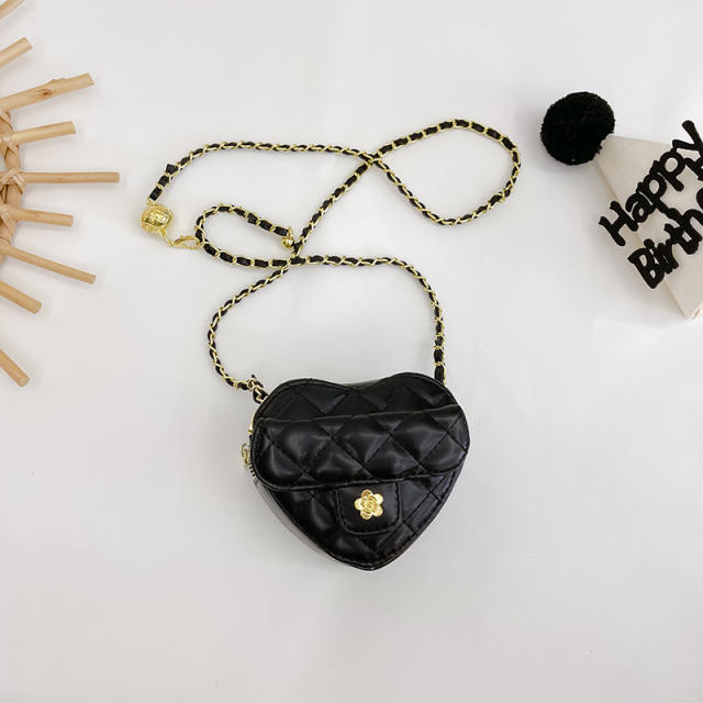 Cute heart shape quilted shape chain bag for kids