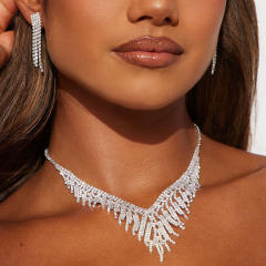 Delicate diamond tassel necklace set
