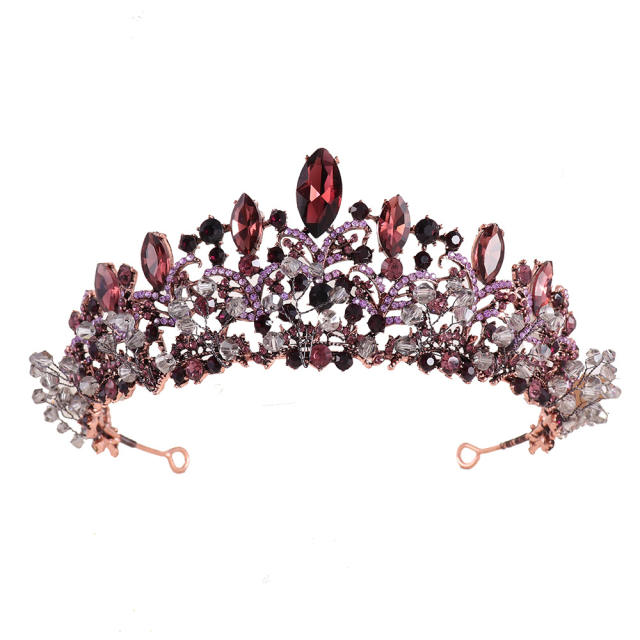 Vintage baroque dark purple crystal stone crown