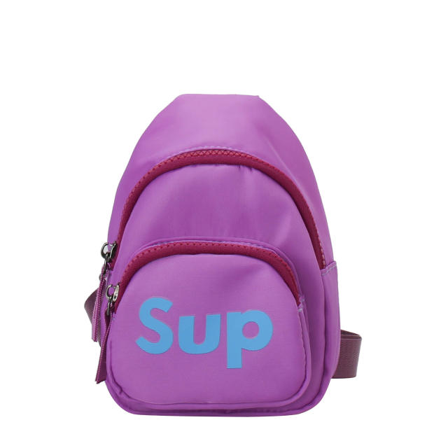 Candy color letter plain color sling bag for boys girls