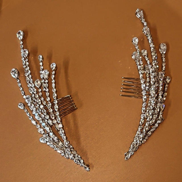 Full cubic zircon unique diamond side hair combs