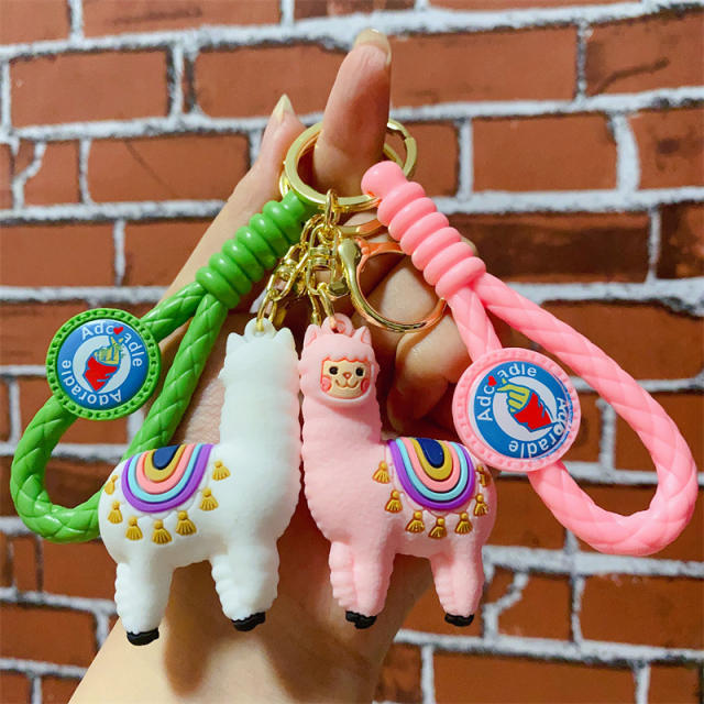 Cute cartoon alpaca PVC keychain