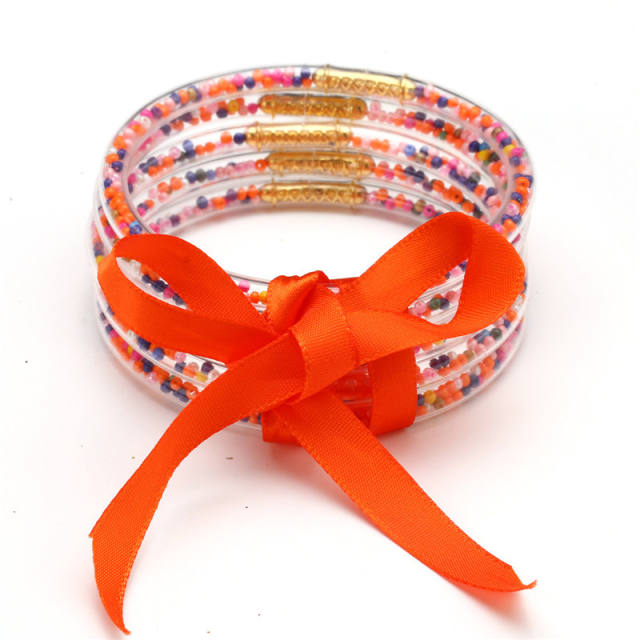 5pcs colorful christmas gliter PVC jelly bangle set