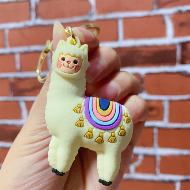 Cute cartoon alpaca PVC keychain