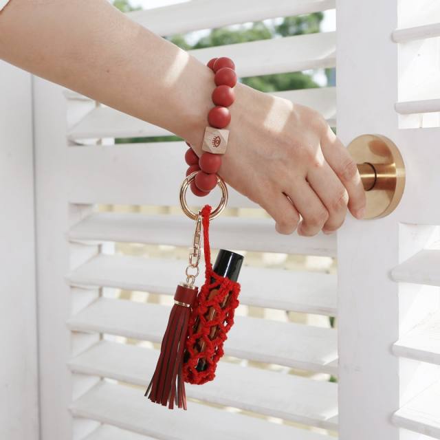 Handmade corchet lipstcik holder wristlet keychain