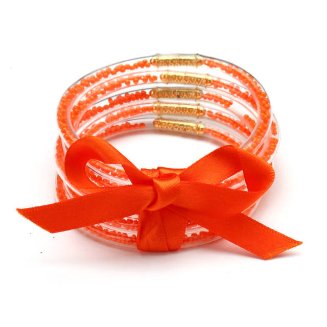 5pcs colorful christmas gliter PVC jelly bangle set