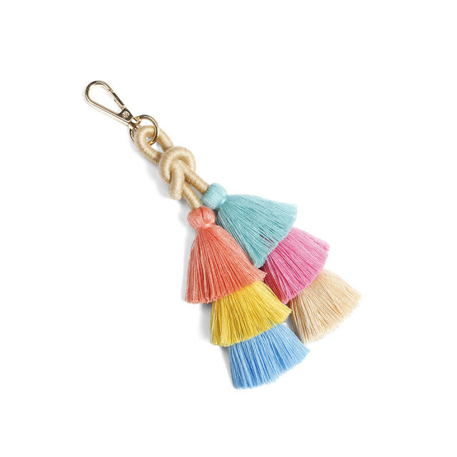 Boho colorful rope tassel handmade keychain