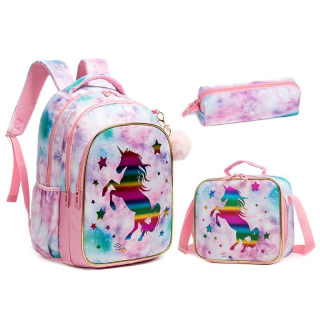 17 inch 3pcs fish tail unicorn school bag lunch bag pencil case set