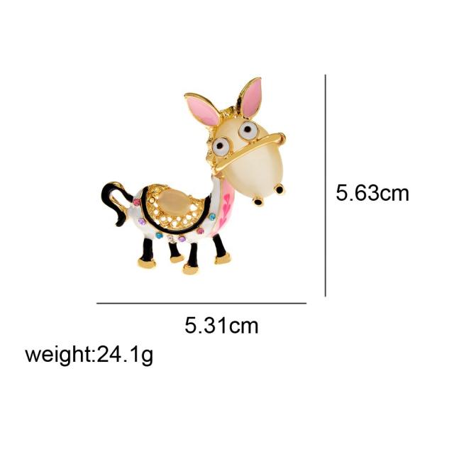 Cute cartoon donkey metal brooch