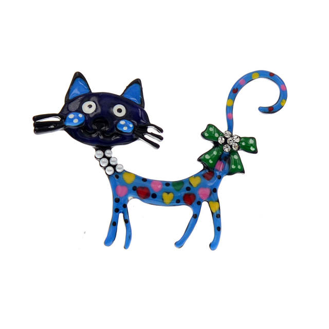 Color enamel cute cat alloy brooch