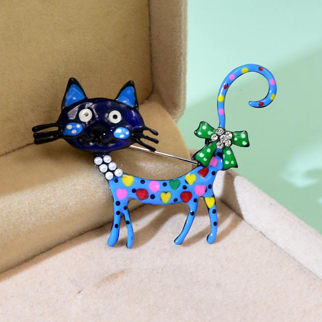 Color enamel cute cat alloy brooch