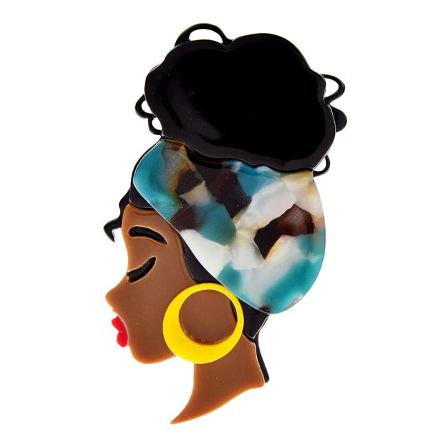 Creative african girl acrylic brooch