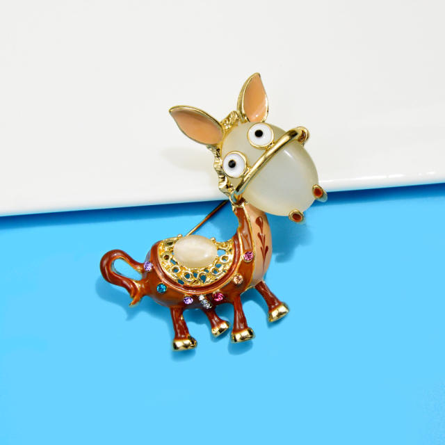 Cute cartoon donkey metal brooch