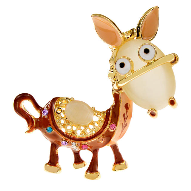 Cute cartoon donkey metal brooch