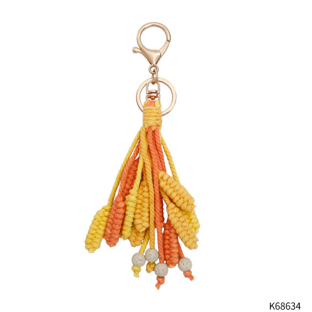 Handmade thanksgiving day gift cotton rope braid keychain