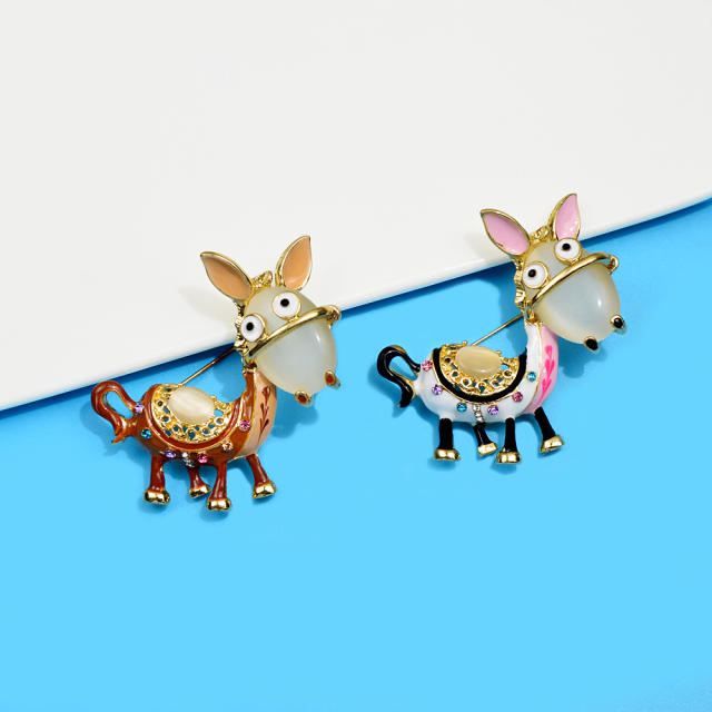 Cute cartoon donkey metal brooch