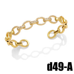 Geometric shape pave setting cubic zircon emerald gold plated copper cuff bangles