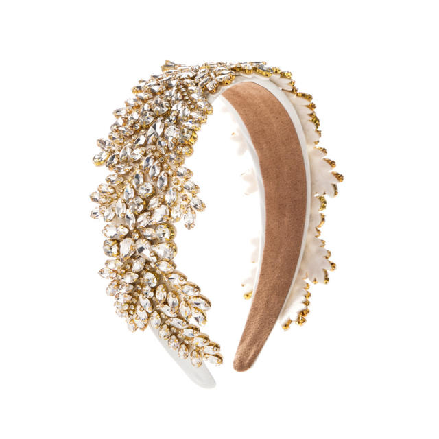 Handmade luxury baroque glass crystal statement wedding headband