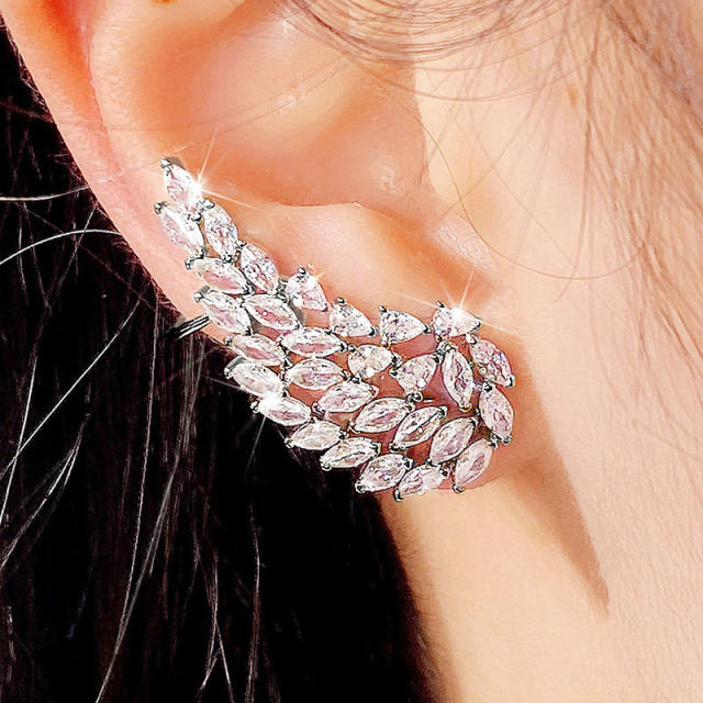 Delicate diamond angel wing copper earrings