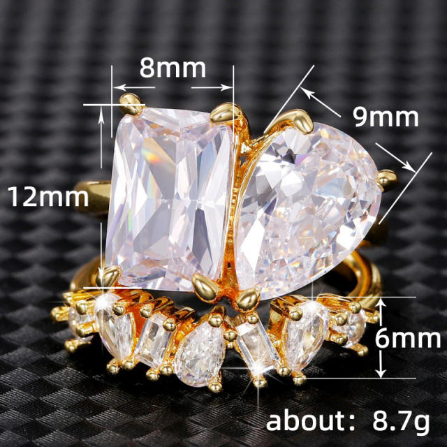 Delicate drop cubic zircon diamond rings set