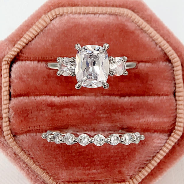 Delicate faux moissanite stone diamond rings set for wedding