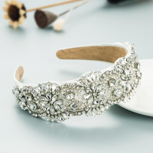 Handmade luxury glass crystal statement wedding baroque headband