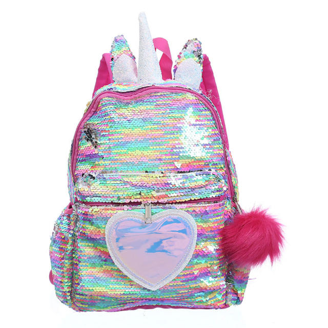 Magic color gilter unicorn design girls backpack