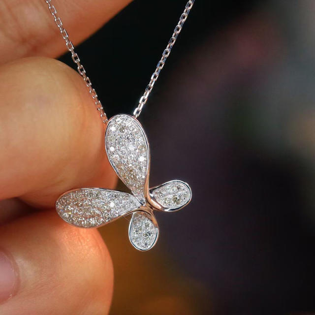 Delicate diamond butterfly dainty necklace