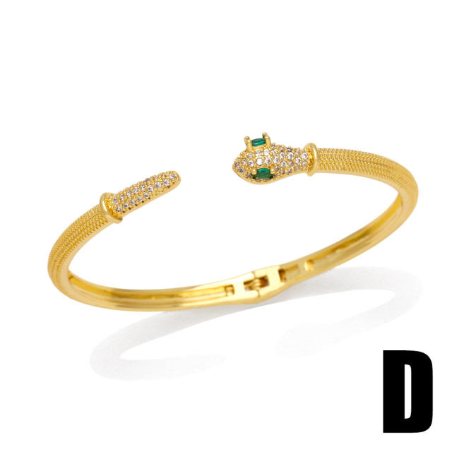Personality pave setting cubic zircon gold plated copper snake bangle