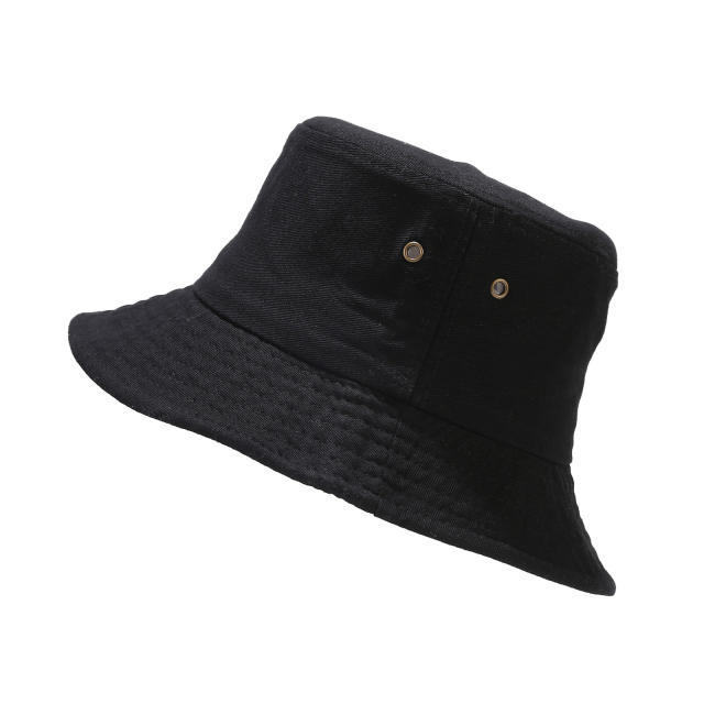 Simple plain color cotton easy match bucket hat