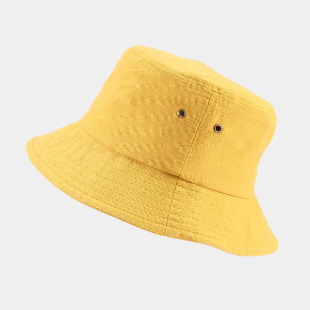 Simple plain color cotton easy match bucket hat