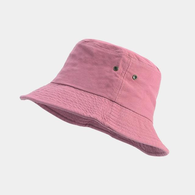 Simple plain color cotton easy match bucket hat