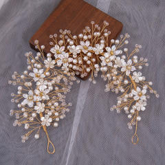 Handmade pearl bead flower wedding hair pieces for bridal