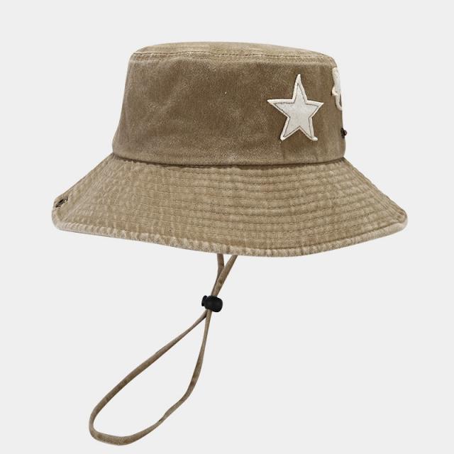 Summer pink color star design outdoor fishing hat bucket hat