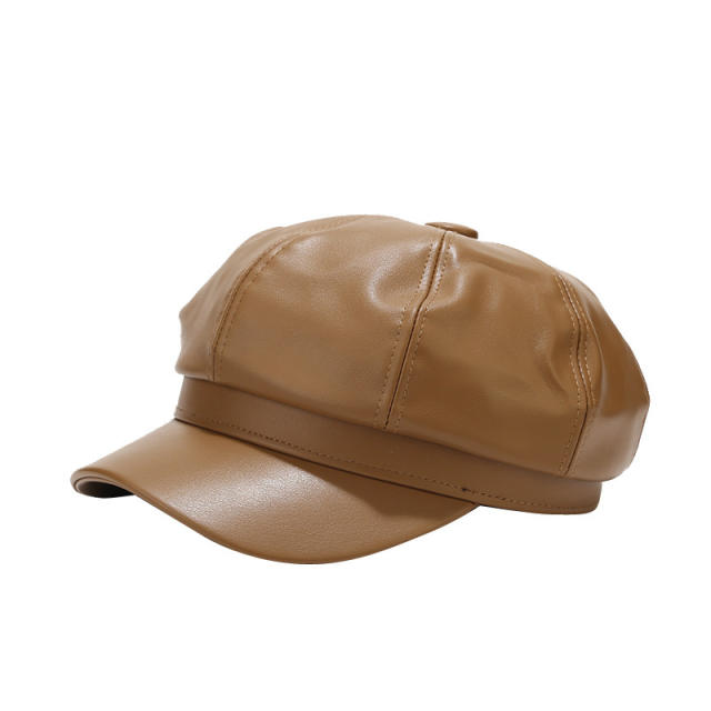 Autumn winter new design PU leather newsboy hat